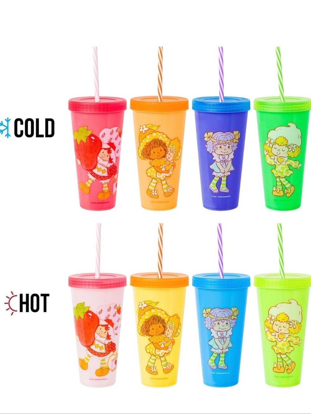 ✨🍓 NIB- The World of Strawberry Shortcake 4-Pack Color Changing Tumbler Set 🍓✨
